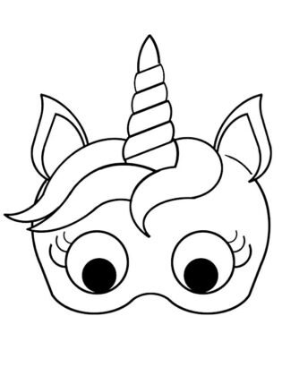 maschera di carnevale da colorare unicorno