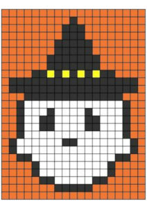 pixel art halloween da colorare