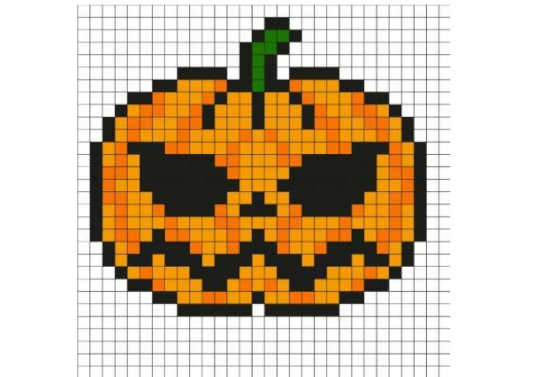 pixel art zucca di halloween