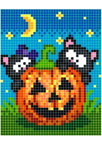 pixel art zucca di halloween