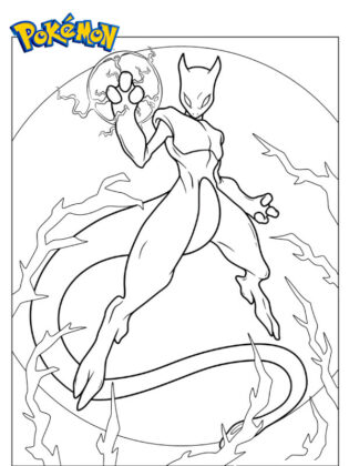 mega mewtwo da colorare