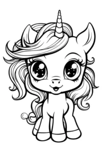 kawaii unicorno da colorare