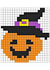 pixel art zucca di halloween