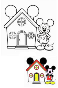 la casa di topolino da colorare la casa di topolino da colorare : un disegno dettagliato della celebre casa a forma di Topolino, pronta da stampare e colorare.