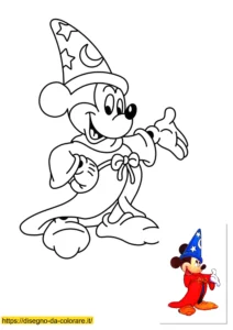disegni da colorare topolino Topolino disegno: disegno da stampare e colorare di Topolino nelle vesti di apprendista stregone dal film Fantasia.