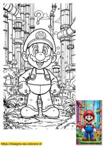 Disegni super mario da colorare : Mario Bros in posa classica sorridente