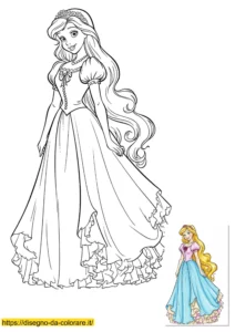 immagini da colorare principesse Principesse immagini da colorare: disegno di una principessa quasi adulta con un'aria dolce e gentile. Indossa un abito regale decorato con pizzi e merletti.