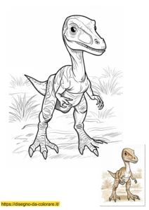 jurassic park dinosauri da colorare Dinosauri da colorare per bambini: piccolo cucciolo di dinosauro realistico ma non spaventoso, con modello a colori d'esempio per imparare a colorare.