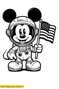 stampare topolino da colorare Stampa e colora topolino: disegno di Topolino da stampare che rappresenta Mickey in versione astronauta nello spazio.