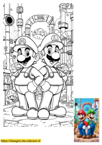 Disegni da colorare super mario : Mario con il suo fratello Luigi 