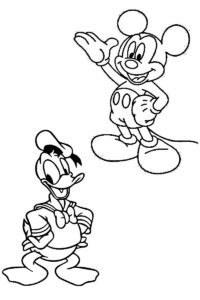 topolino e paperino da colorare Topolino e paperino da colorare: un disegno da stampare che rappresenta Topolino e Paperino insieme mentre ridono e scherzano.