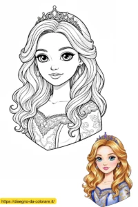 barbie principessa disegno Uno dei più bei ritratti di Barbie principessa con la sua corona e un viso perfetto. Un disegno ideale per le bambine.