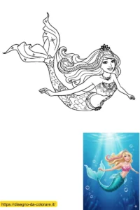 barbie sirene da stampare Un'immagine da stampare di Barbie sirena da colorare seguendo l'immagine colorata qui sotto.