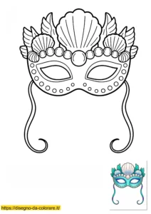 Elegante mascherina per gli occhi tra le maschere da colorare di carnevale; facile da ritagliare, perfetta per adulti e fai da te.