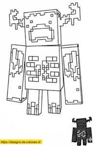 mostri minecraft da colorare Warden, uno dei mostri più celebri del videogioco Minecraft, ti aspetta in questo disegno da colorare spaventoso, perfetto da stampare in PDF.