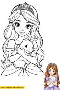 princess barbie Un disegno molto cute di Barbie principessa da bambina. Tiene un piccolo coniglietto tra le mani.