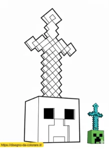 spada di minecraft da stampare Spada di Minecraft, l'arma più celebre del gioco, è pronta in questa immagine da stampare e colorare, ideale per i piccoli fan dei duelli.